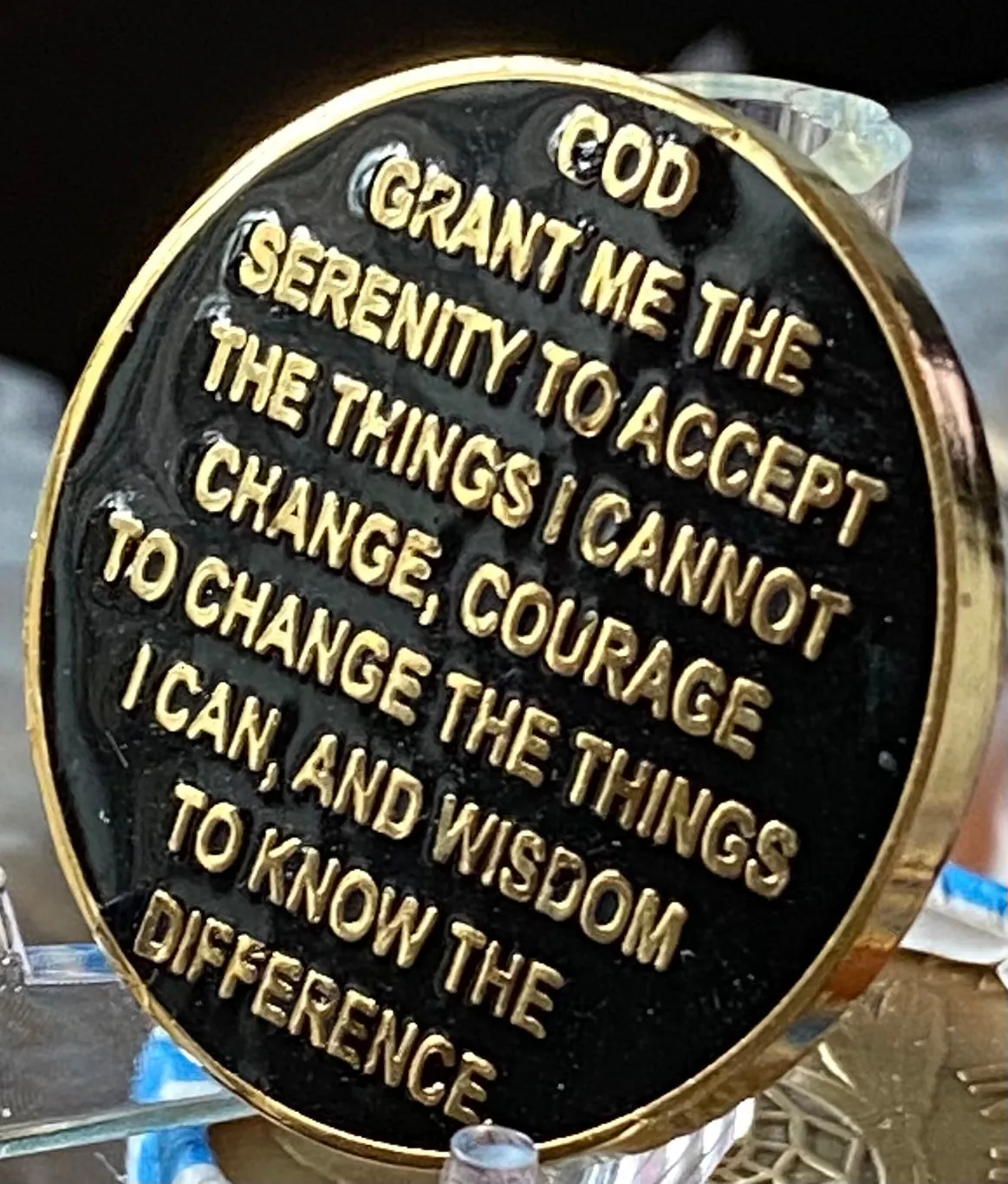 7 Month Elegant Black Sobriety Chip For AA Members
