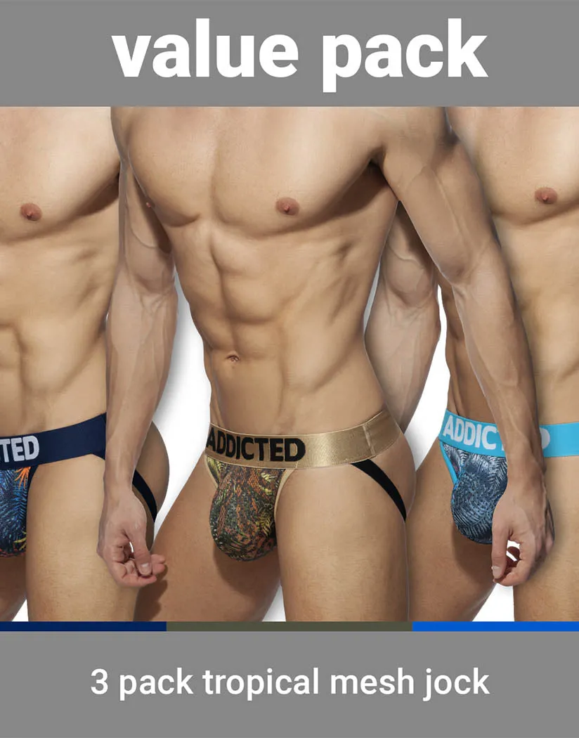 Addicted 3- Pack Tropical Mesh Jock Push Up AD911P
