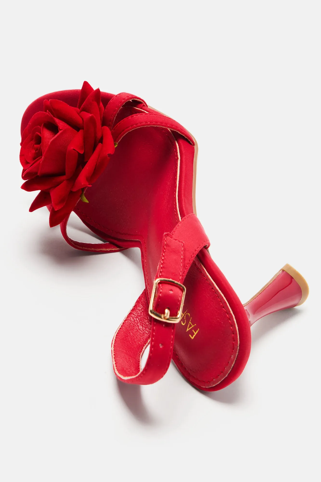 All About Flowers Heeled Sandals - Red