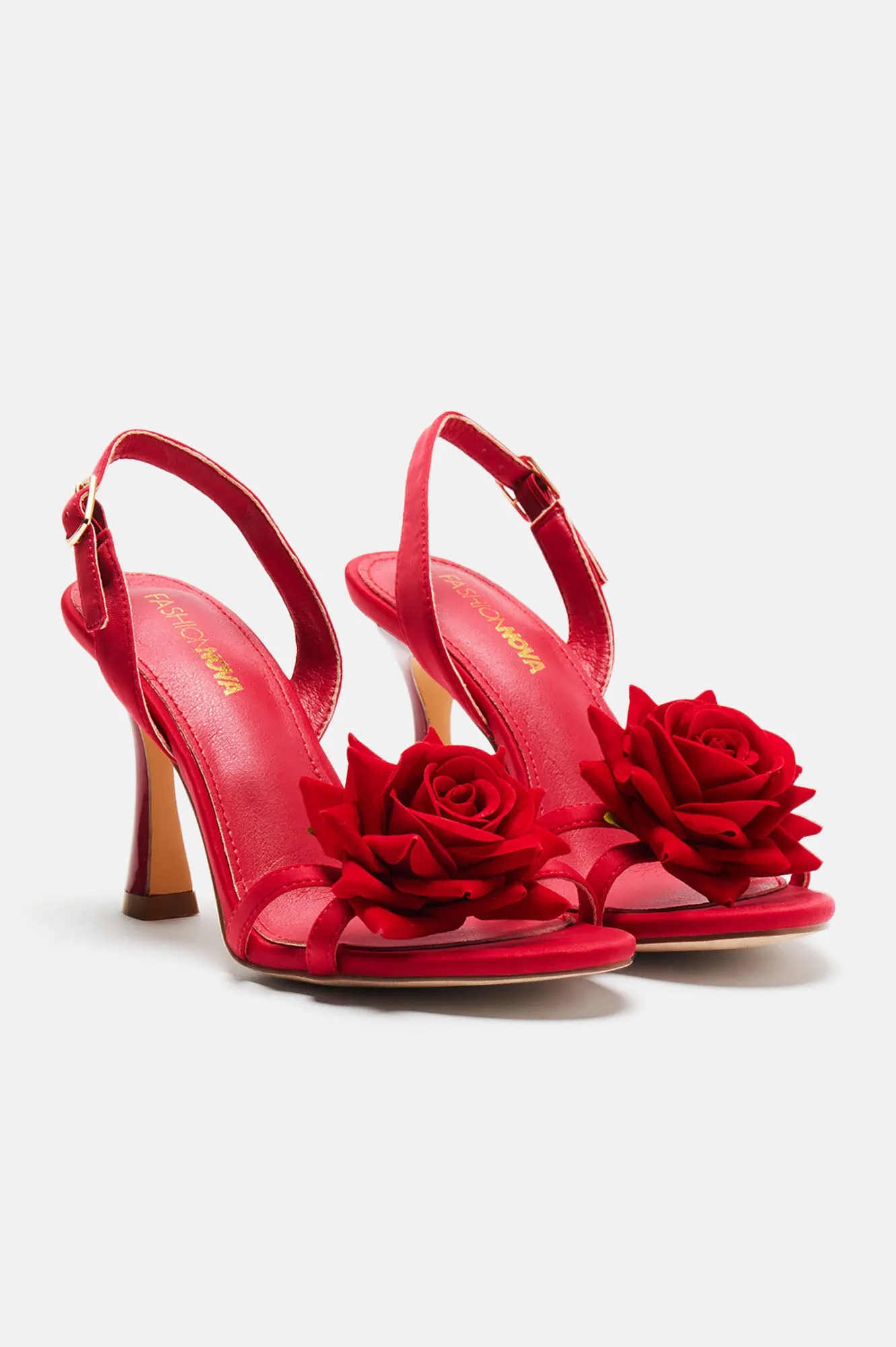 All About Flowers Heeled Sandals - Red