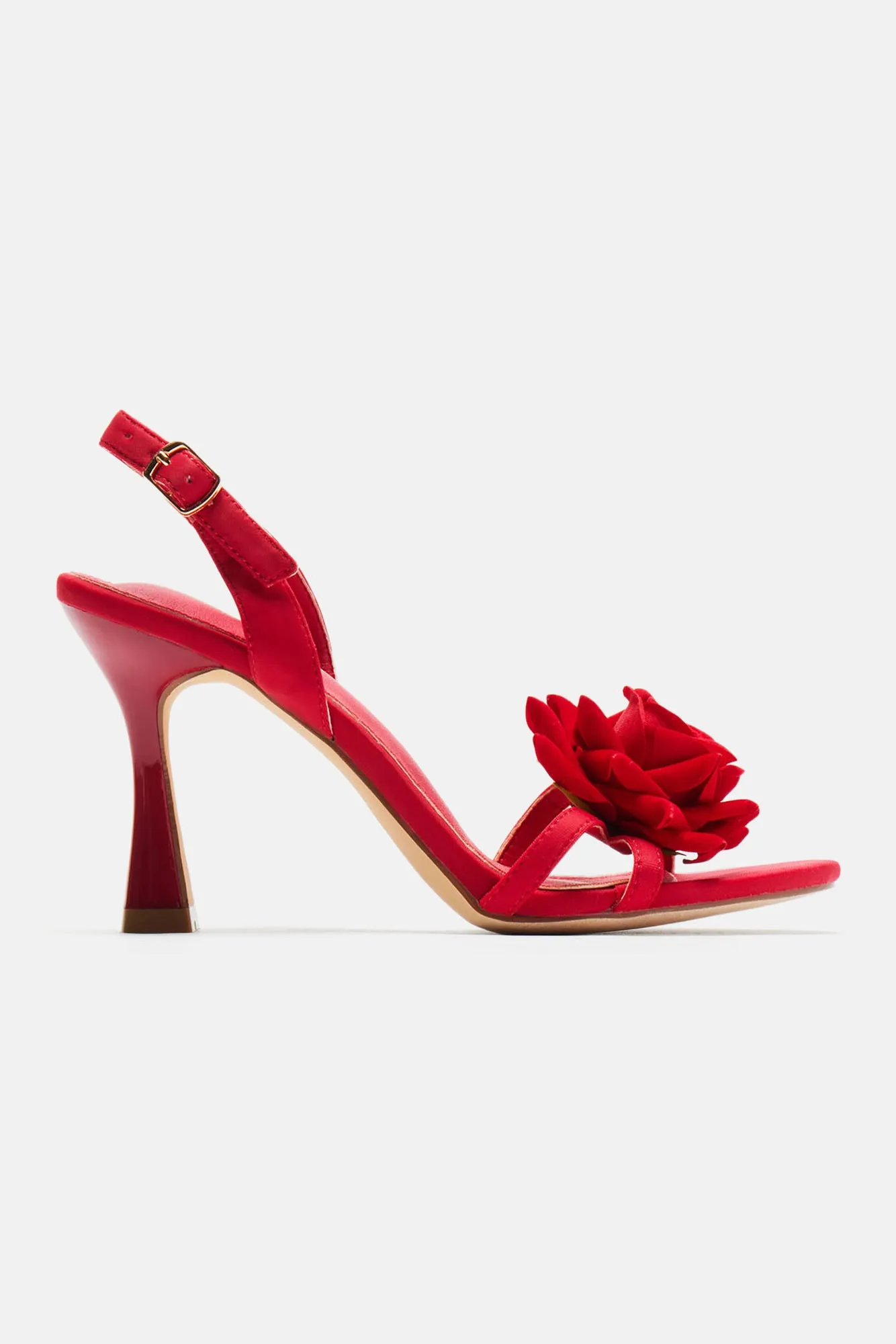 All About Flowers Heeled Sandals - Red