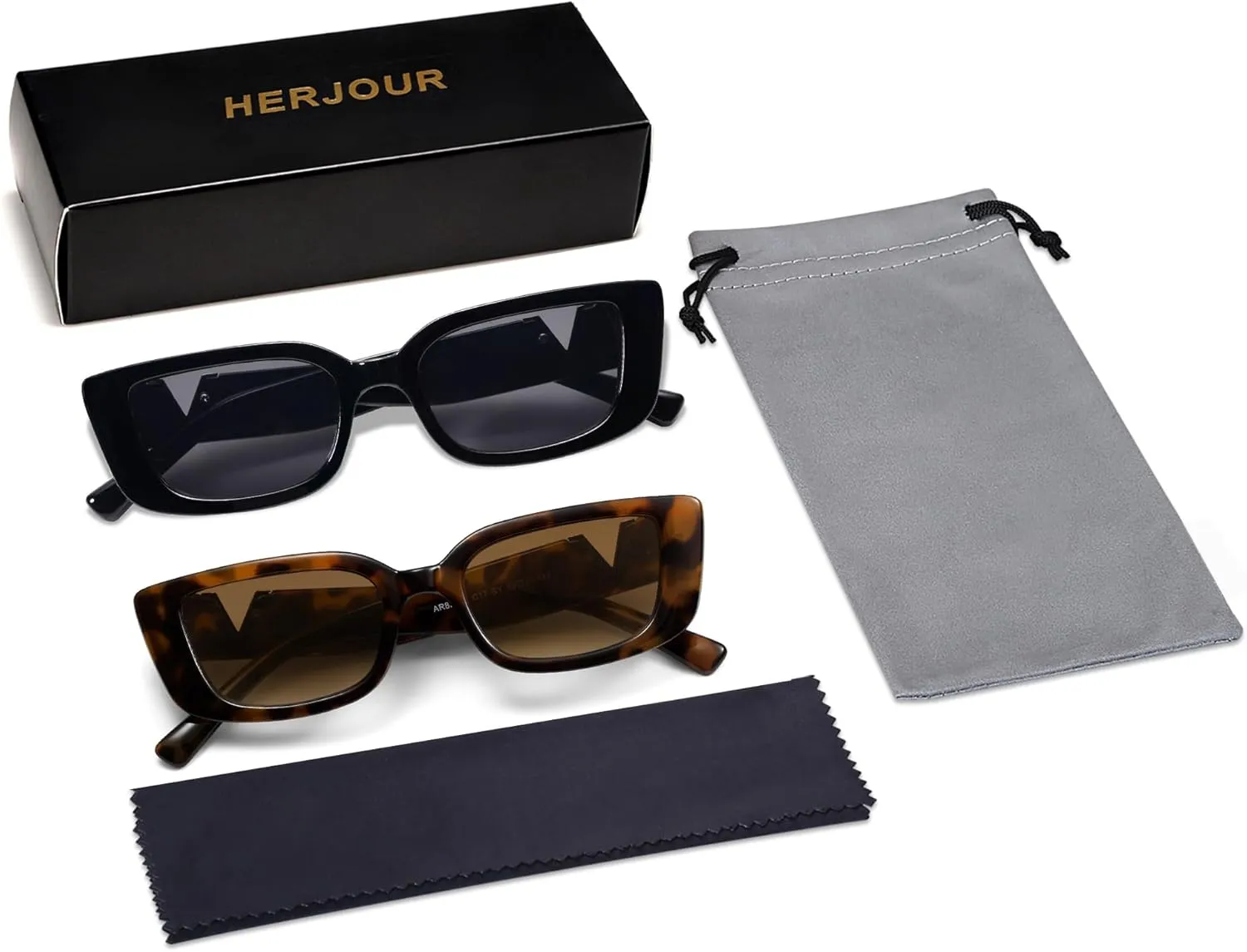 Allarallvr Rectangle Sunglasses for Women 90s Retro Trendy Y2K Classical Vintage Square Shades AR82037
