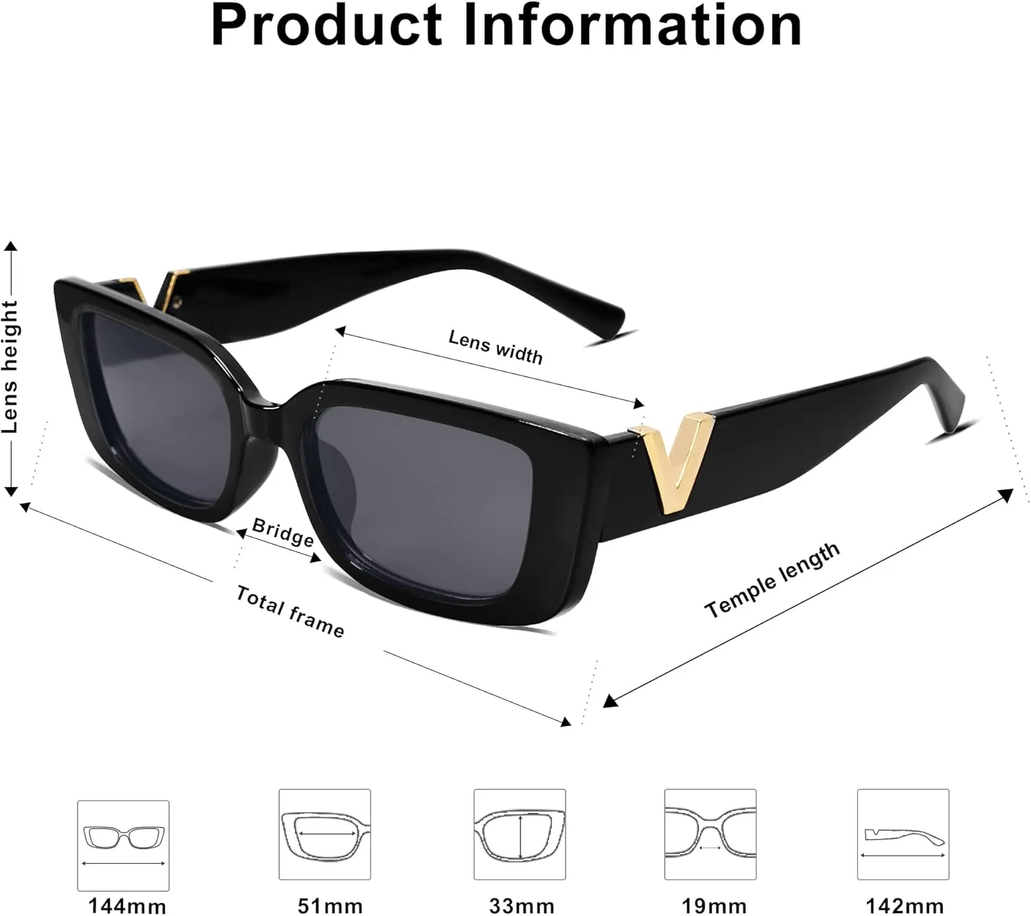 Allarallvr Rectangle Sunglasses for Women 90s Retro Trendy Y2K Classical Vintage Square Shades AR82037