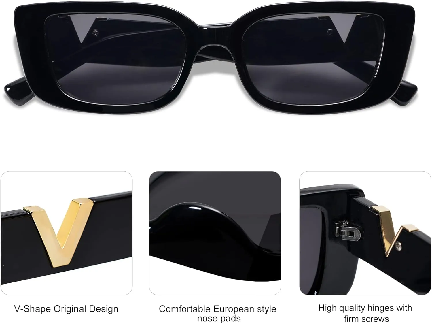 Allarallvr Rectangle Sunglasses for Women 90s Retro Trendy Y2K Classical Vintage Square Shades AR82037