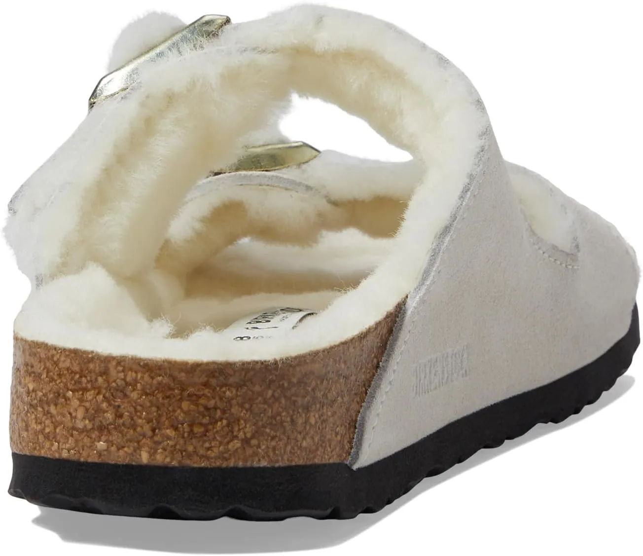 Arizona Shearling Flat Sandal - Suede Birkenstock in Antique White/Antique White