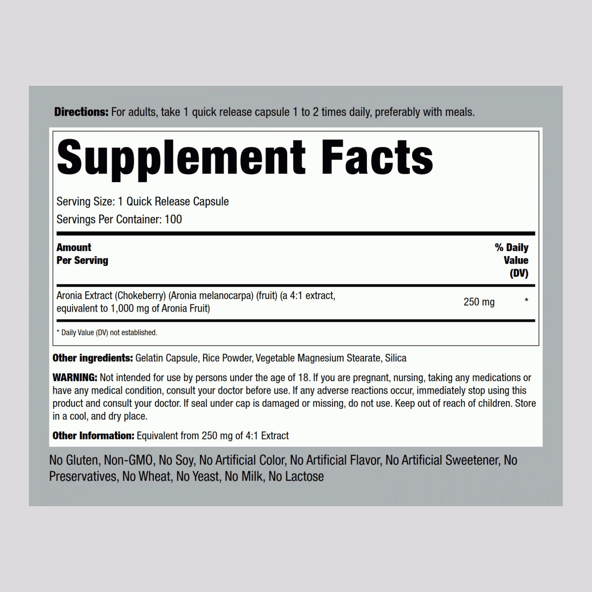 Aronia (Chokeberry), 1000 mg, 100 Quick Release Capsules