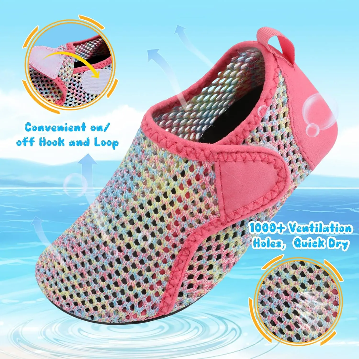 Besroad Kids Water Shoes Girls Boys Quick Dry Aqua Socks Barefoot Non Slip Beach Swim Surf Shoes