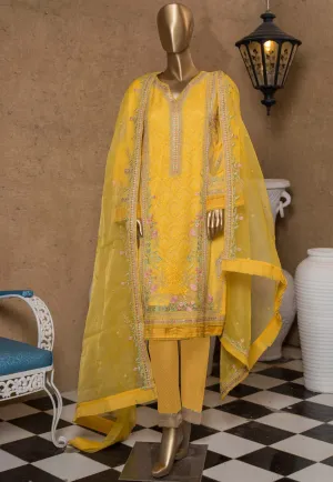 Bin Saeed Stitched 2 Piece Embroidered Chiffon Vol-05 Collection'2022-MSC-10-Lemon