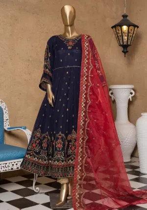 Bin Saeed Stitched 2 Piece Embroidered Chiffon Vol-05 Collection'2022-ZEFC-12-Blue
