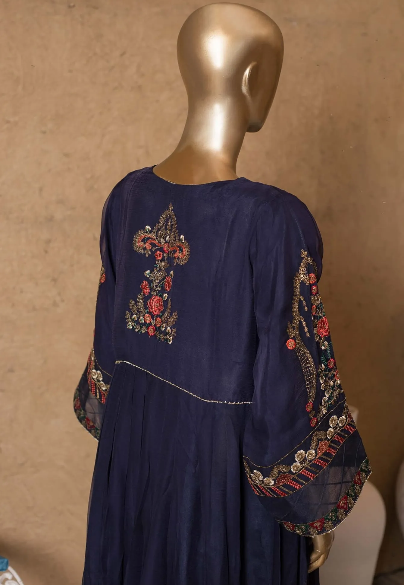 Bin Saeed Stitched 2 Piece Embroidered Chiffon Vol-05 Collection'2022-ZEFC-12-Blue