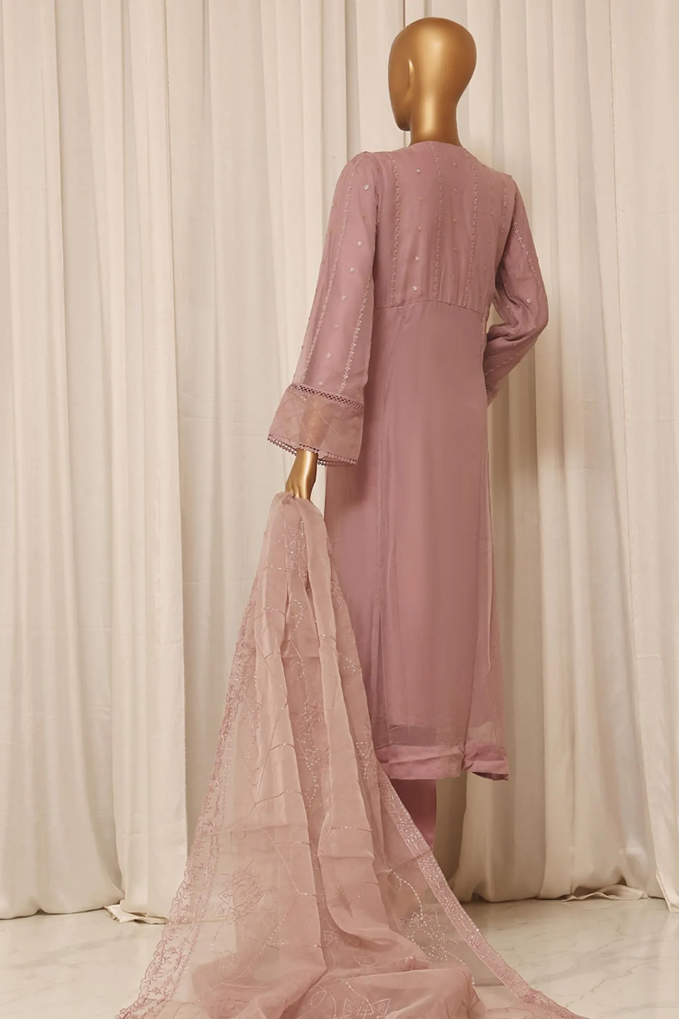 Bin Saeed Stitched 3 Piece Emb Chiffon Formal Collection'2023-ZEFC-2012-Palam