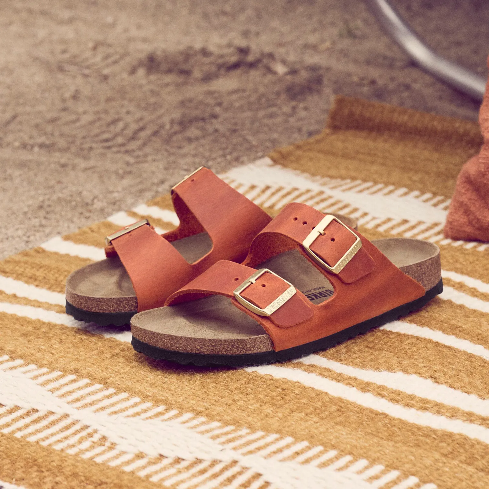 Birkenstock Arizona Slide Sandal (Women) - Burnt Orange Oiled Leather