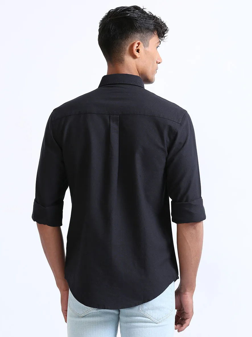 Black Relaxed Fit Oxford Shirt