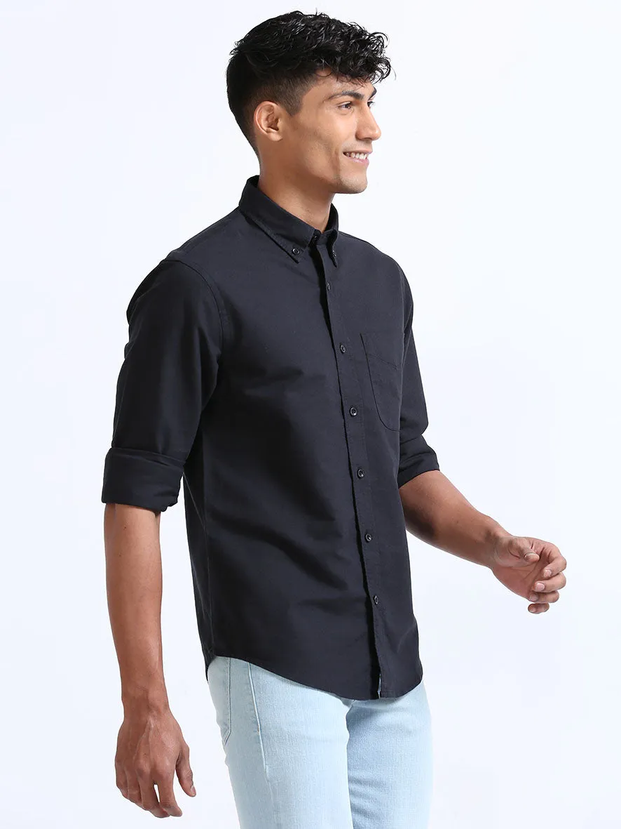 Black Relaxed Fit Oxford Shirt
