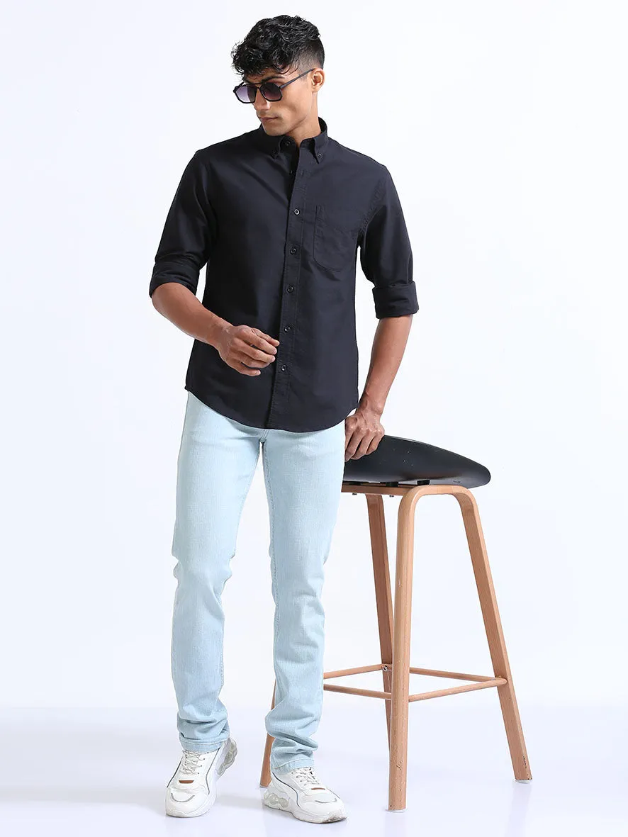 Black Relaxed Fit Oxford Shirt