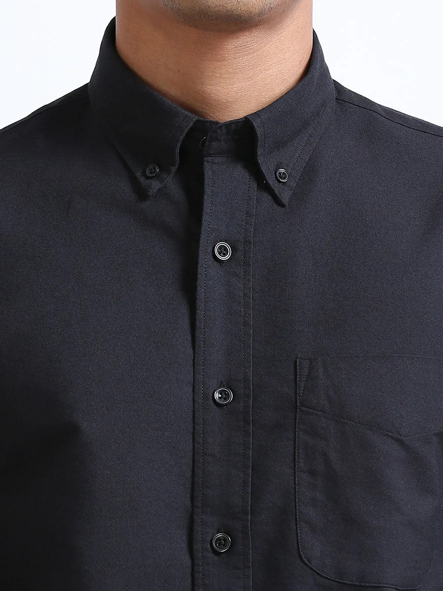 Black Relaxed Fit Oxford Shirt