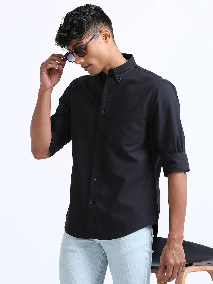 Black Relaxed Fit Oxford Shirt