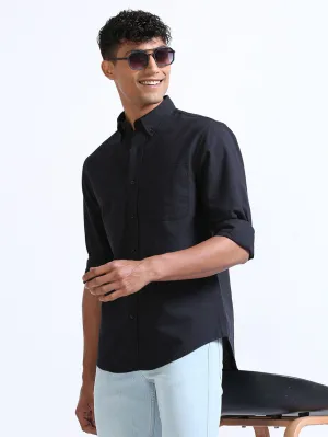 Black Relaxed Fit Oxford Shirt