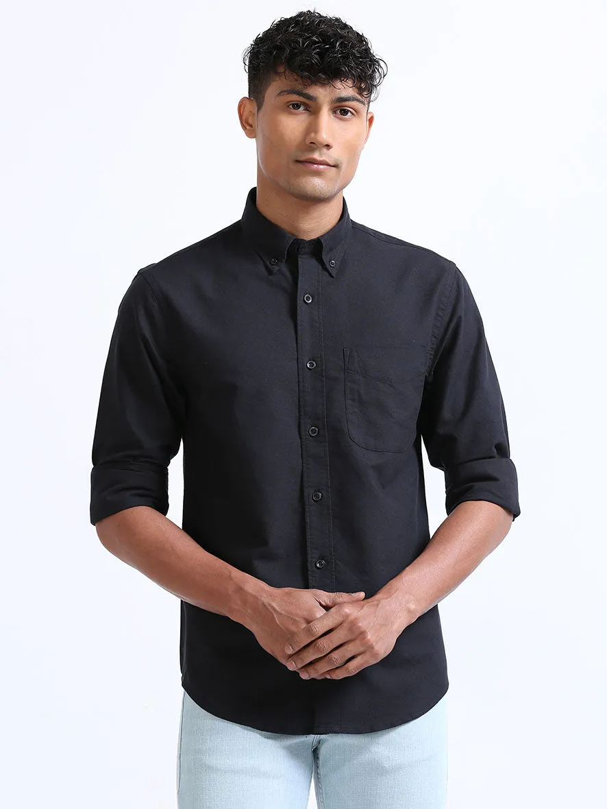 Black Relaxed Fit Oxford Shirt