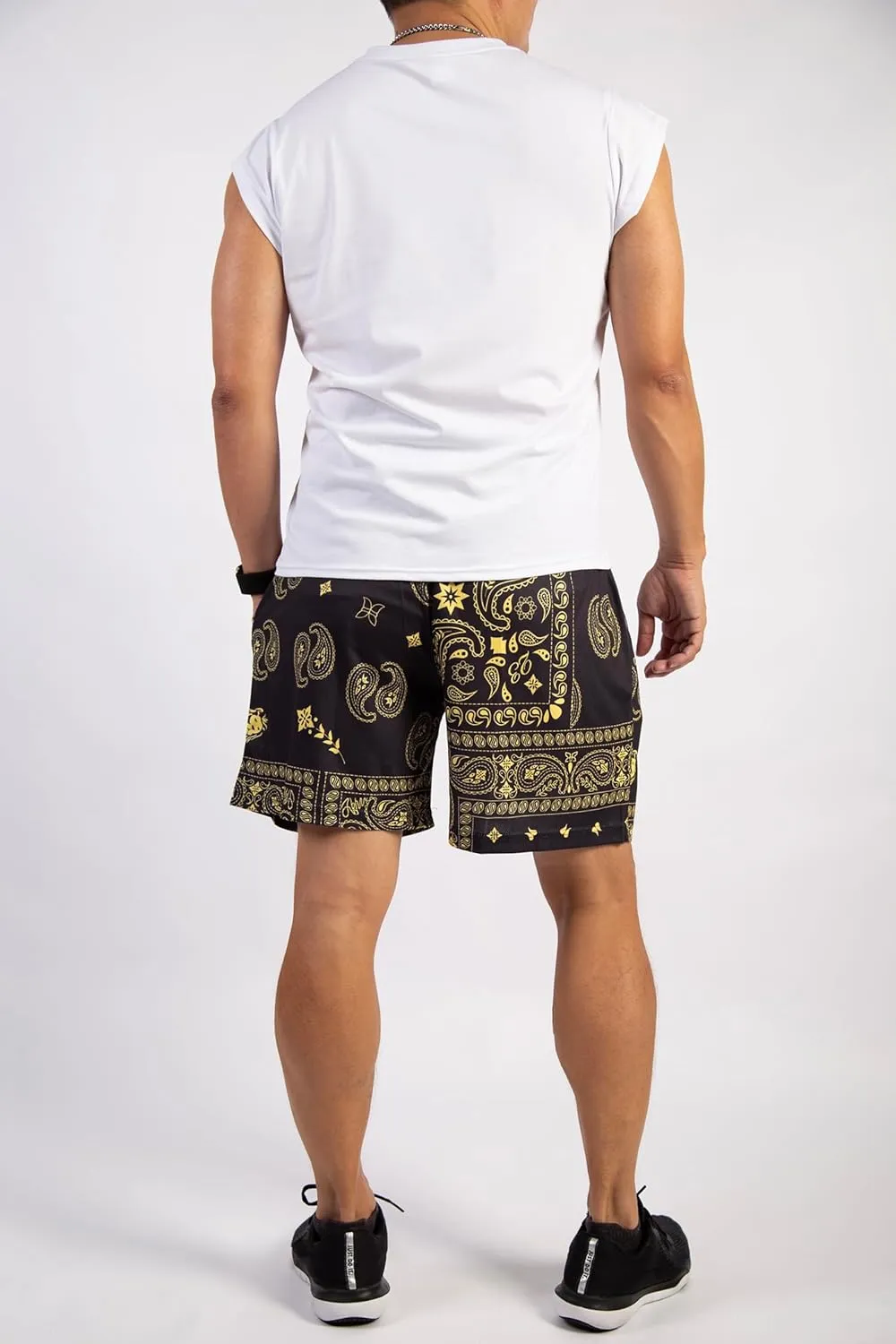 BOOMLEMON Mens Paisley Shorts Mesh Graphic Print Retro Casual Shorts Athletic Gym Basketball Running Short Pants