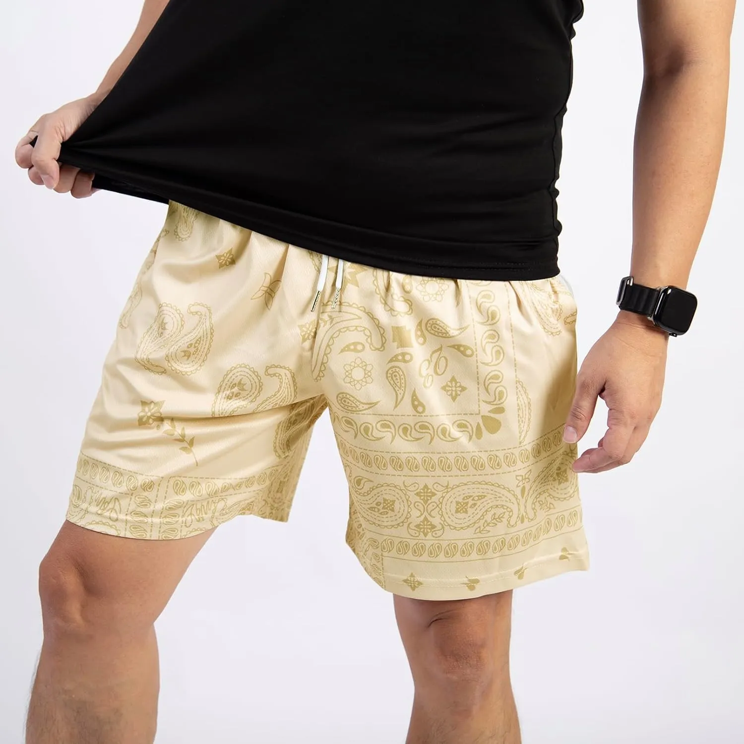 BOOMLEMON Mens Paisley Shorts Mesh Graphic Print Retro Casual Shorts Athletic Gym Basketball Running Short Pants