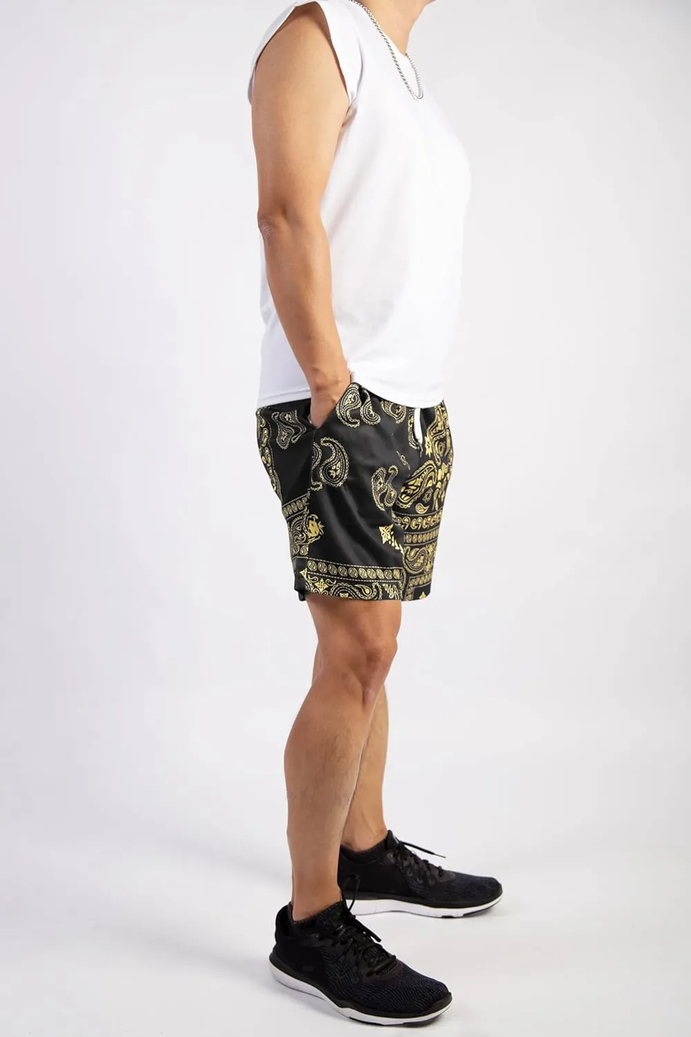 BOOMLEMON Mens Paisley Shorts Mesh Graphic Print Retro Casual Shorts Athletic Gym Basketball Running Short Pants