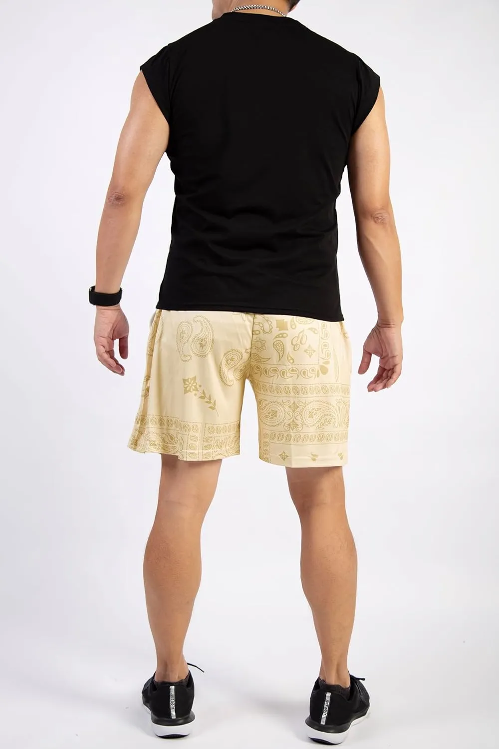 BOOMLEMON Mens Paisley Shorts Mesh Graphic Print Retro Casual Shorts Athletic Gym Basketball Running Short Pants