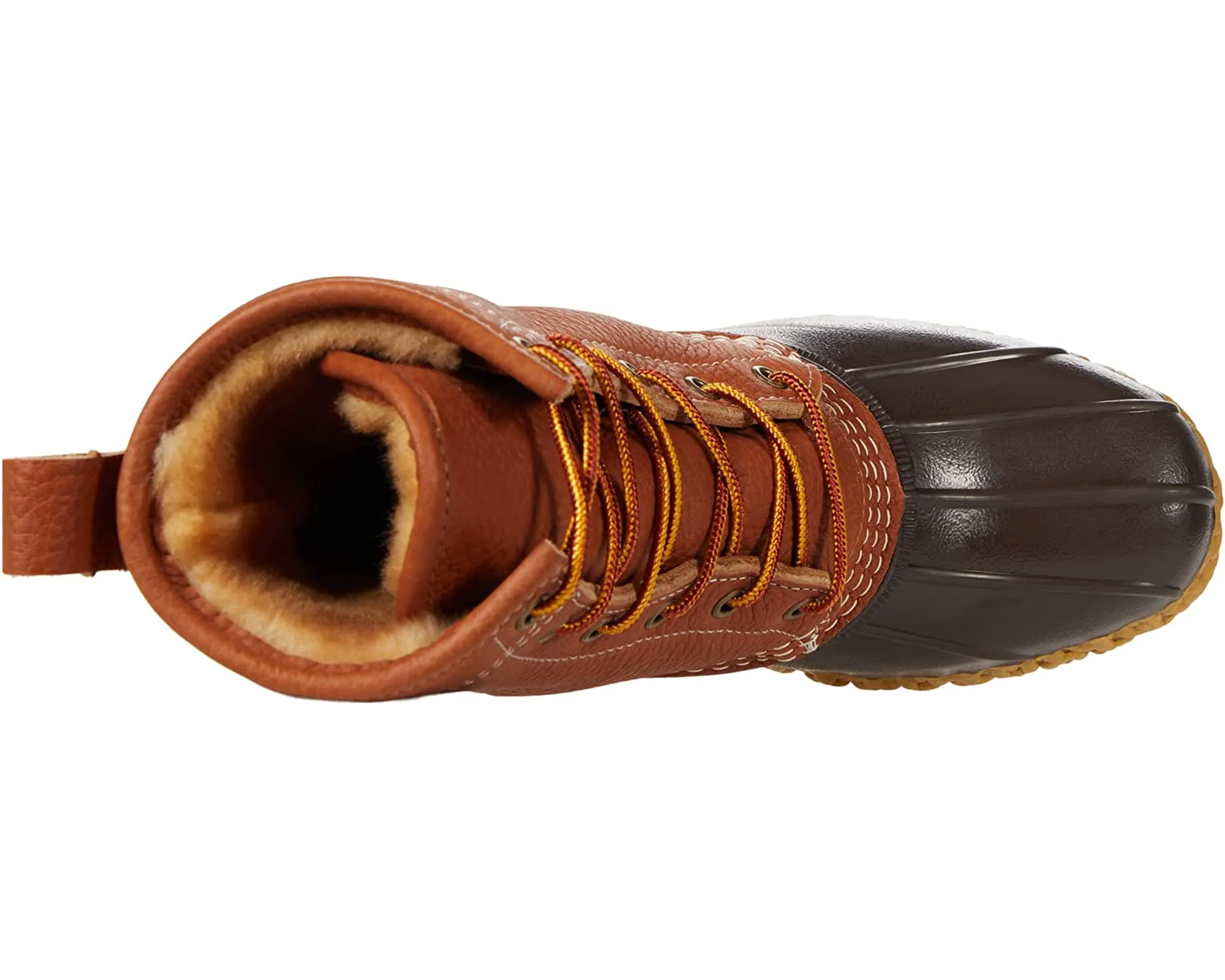Boots 8" Tumbled Leather Shearling Lined Bean Boot Lean, tan