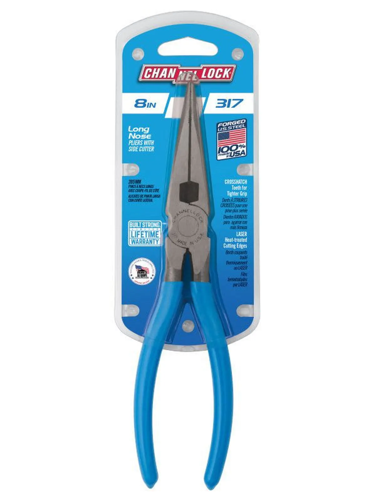 CHANNELLOCK 317 | 8-in. Long Nose Pliers with Side Cutter