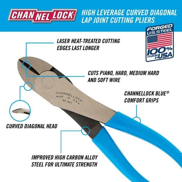 CHANNELLOCK 447 | 8-in. High Leverage Curved Diagonal Cutting Pliers