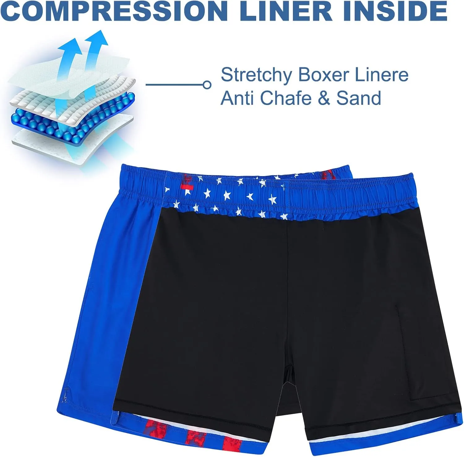 Cozople Mens Swim Trunks with Compression Liner 5.5" Inseam Quick Dry Bathing Suit Lightweight Swimming Shorts
