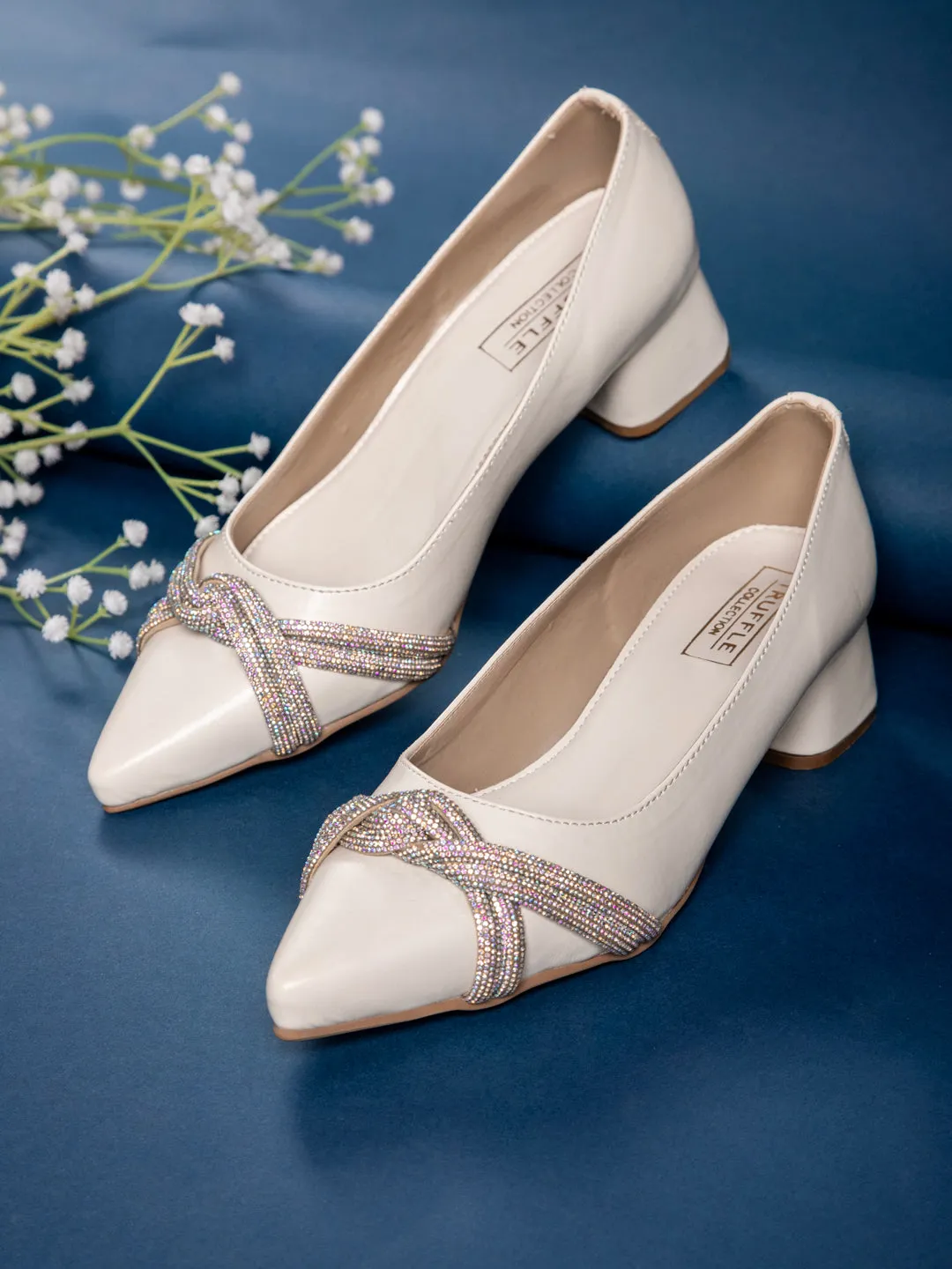 Cream PU Block Ballerina Sandals (TC-REN-BL184-CRM)