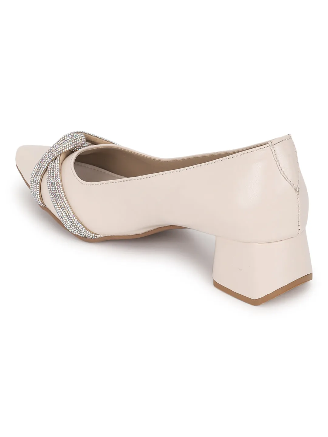 Cream PU Block Ballerina Sandals (TC-REN-BL184-CRM)