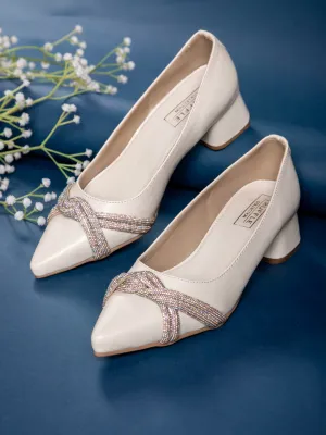 Cream PU Block Ballerina Sandals (TC-REN-BL184-CRM)