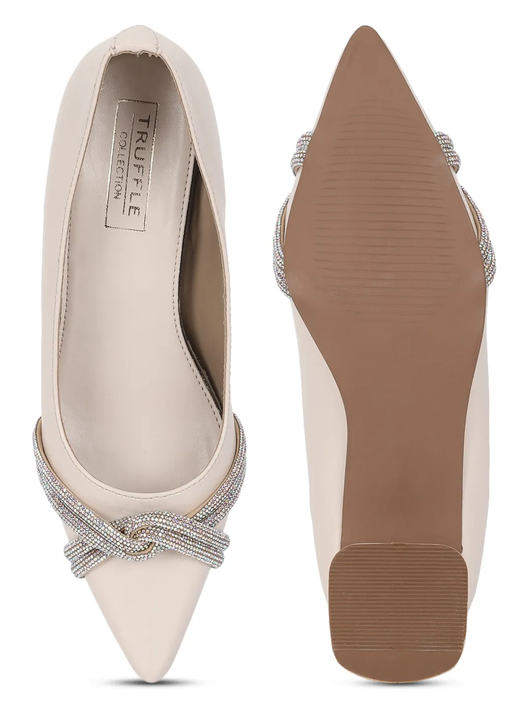Cream PU Block Ballerina Sandals (TC-REN-BL184-CRM)