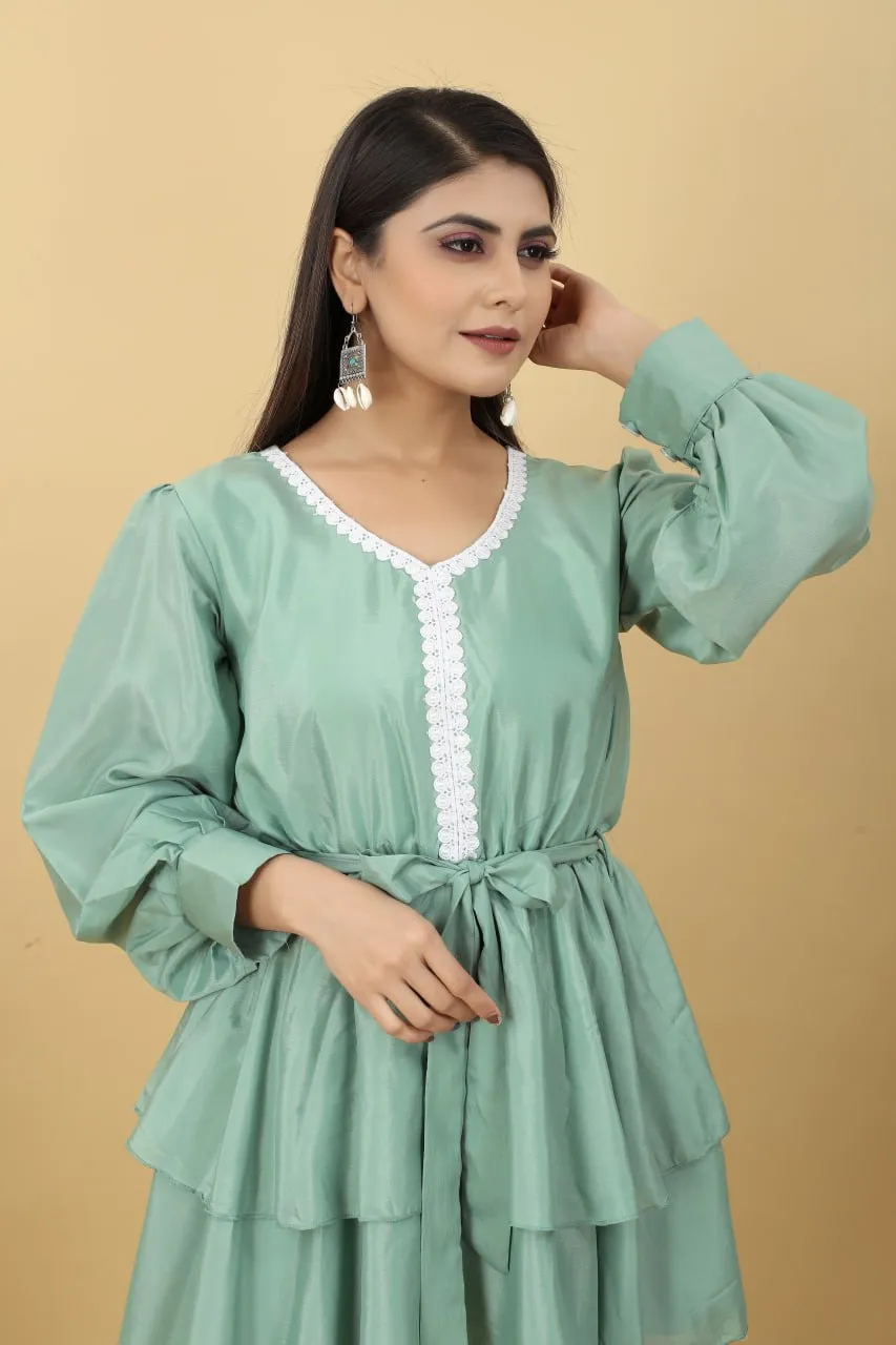 Designer Party Wear Set in Green Top and Pants
