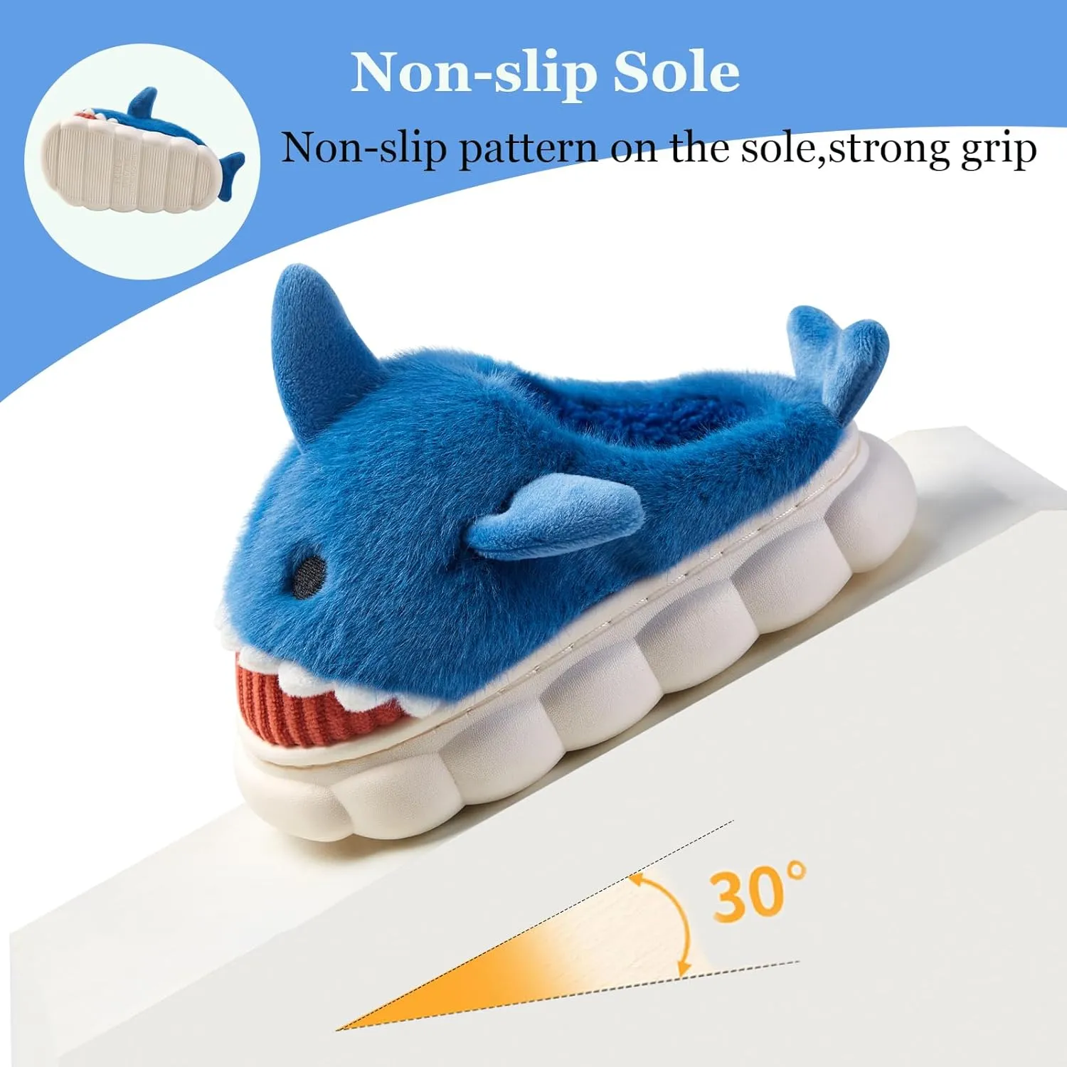 Fiedaz Boys Girls Shark Slippers for Toddler Kids - Cute Plush Warm Non-Slip Indoor Bedroom Winter Shoes