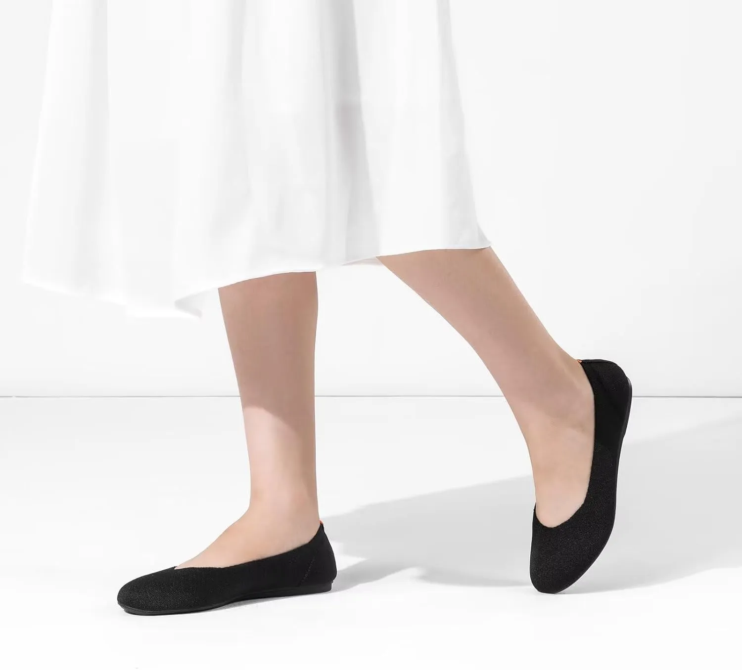 Frank Mully Womens Ballet Flat Shoes Knit Dress Shoes Round Toe Slip On Ballerina Flats for Woman Low Wedge Comfort Soft