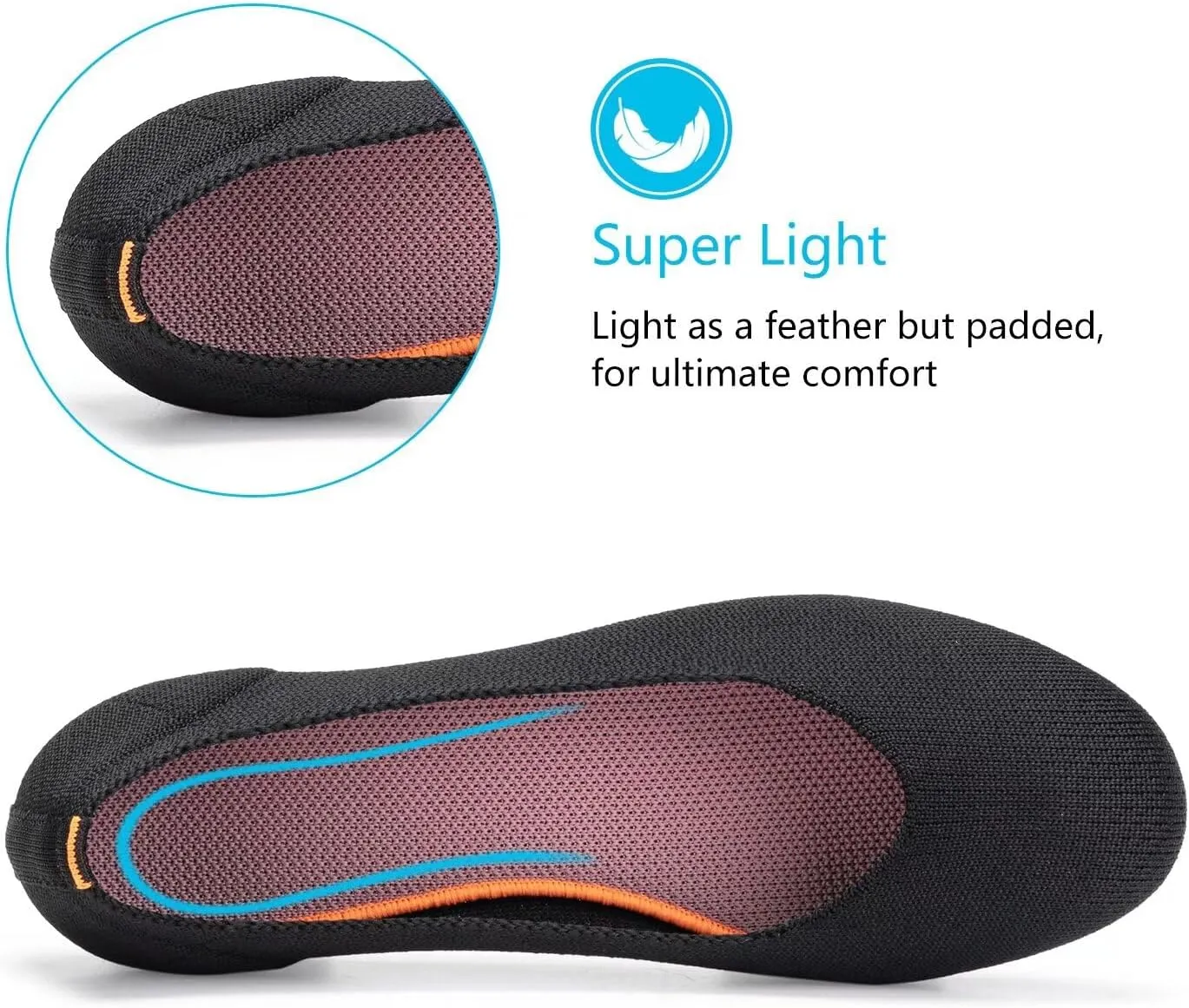 Frank Mully Womens Ballet Flat Shoes Knit Dress Shoes Round Toe Slip On Ballerina Flats for Woman Low Wedge Comfort Soft