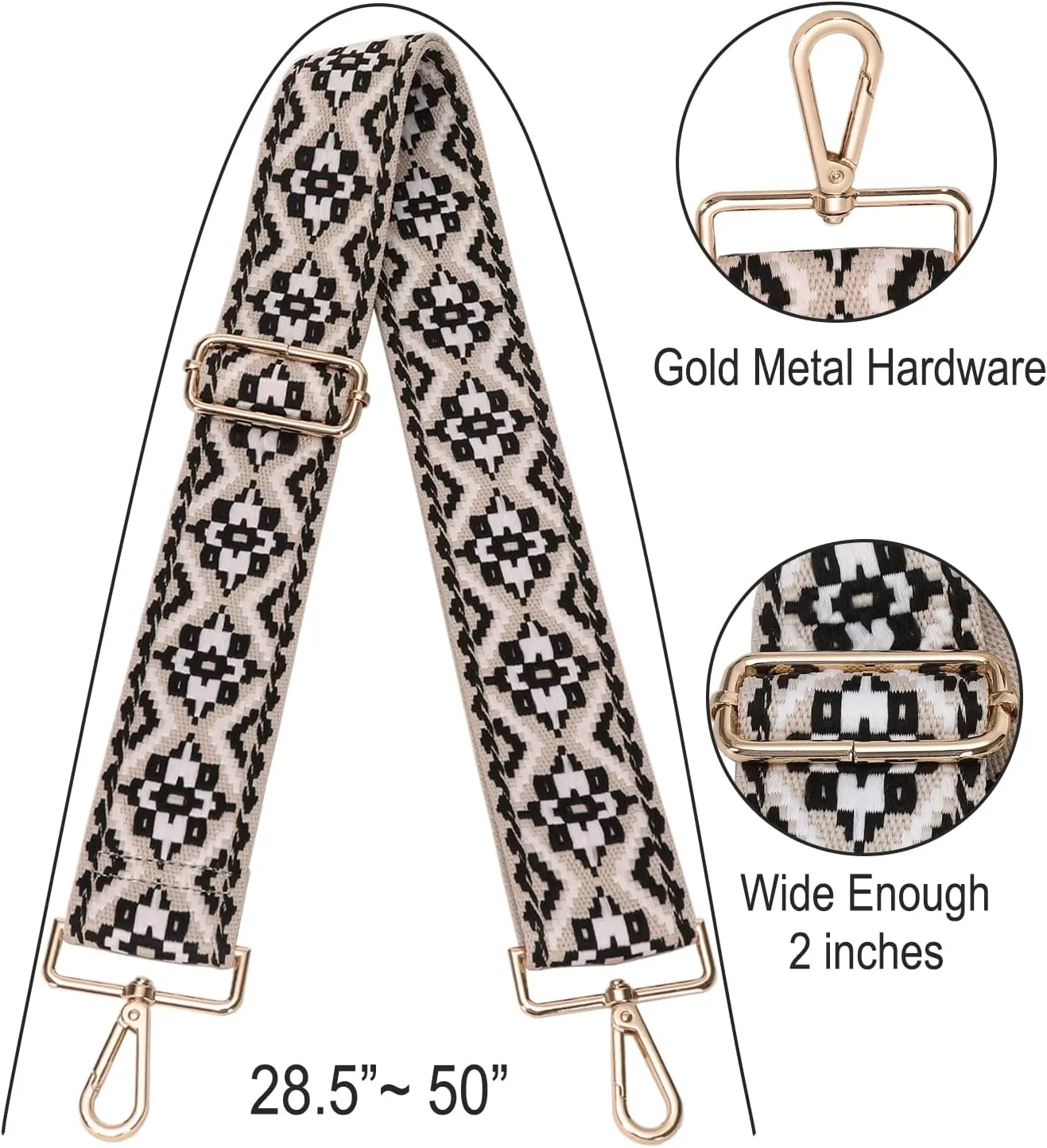 GINJKGO Purse Straps Replacement Crossbody - Adjustable Bag Strap for Purses, Wide Shoulder Strap for Women Guitar Purses