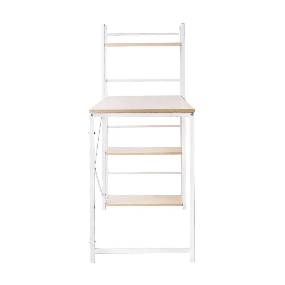 Henderson 1200mm Metal Desk with Shelves - White with Oak Top
