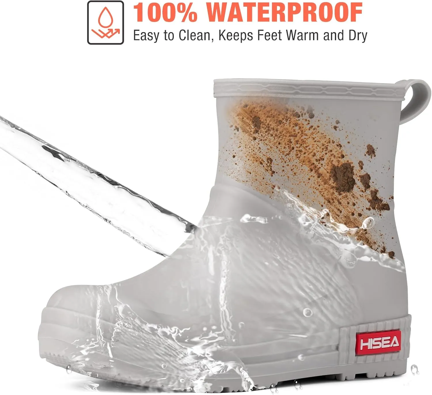 HISEA Women's Short Chelsea Boots Ankle Rubber Rain Boots for Garden Waterproof
