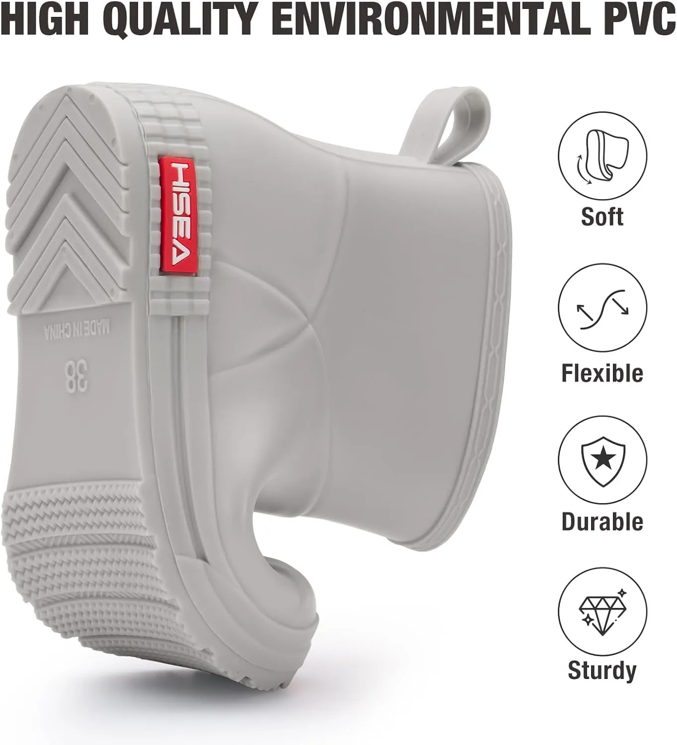 HISEA Women's Short Chelsea Boots Ankle Rubber Rain Boots for Garden Waterproof