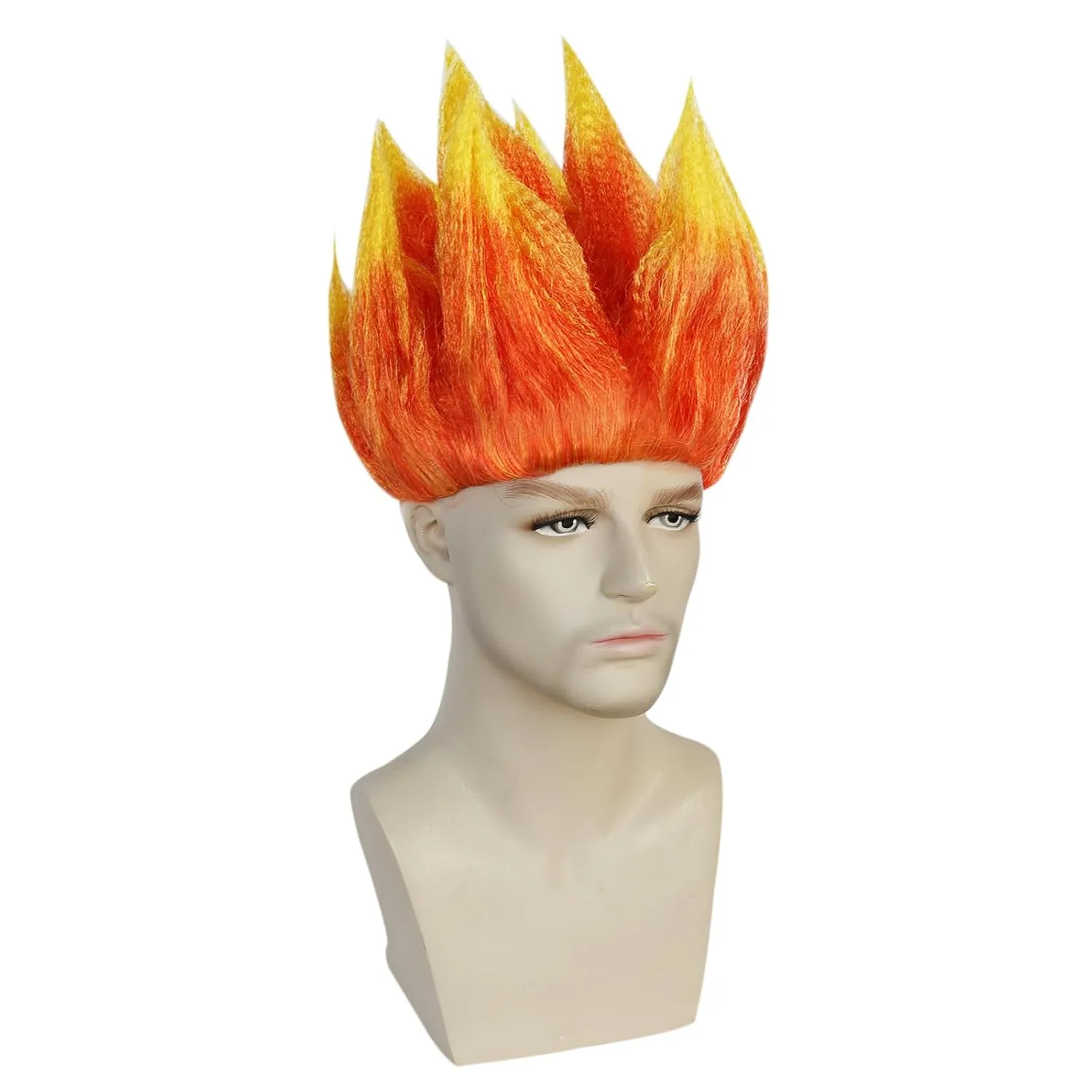 JoneTing Angry Wig Flame Fire Wigs ?? Hair Cap?? Short Red Ombre Wig for Men Women Cosplay Halloween Costume Red Hairs for Cosplay Party Flame Shape Hairs for Halloween Party