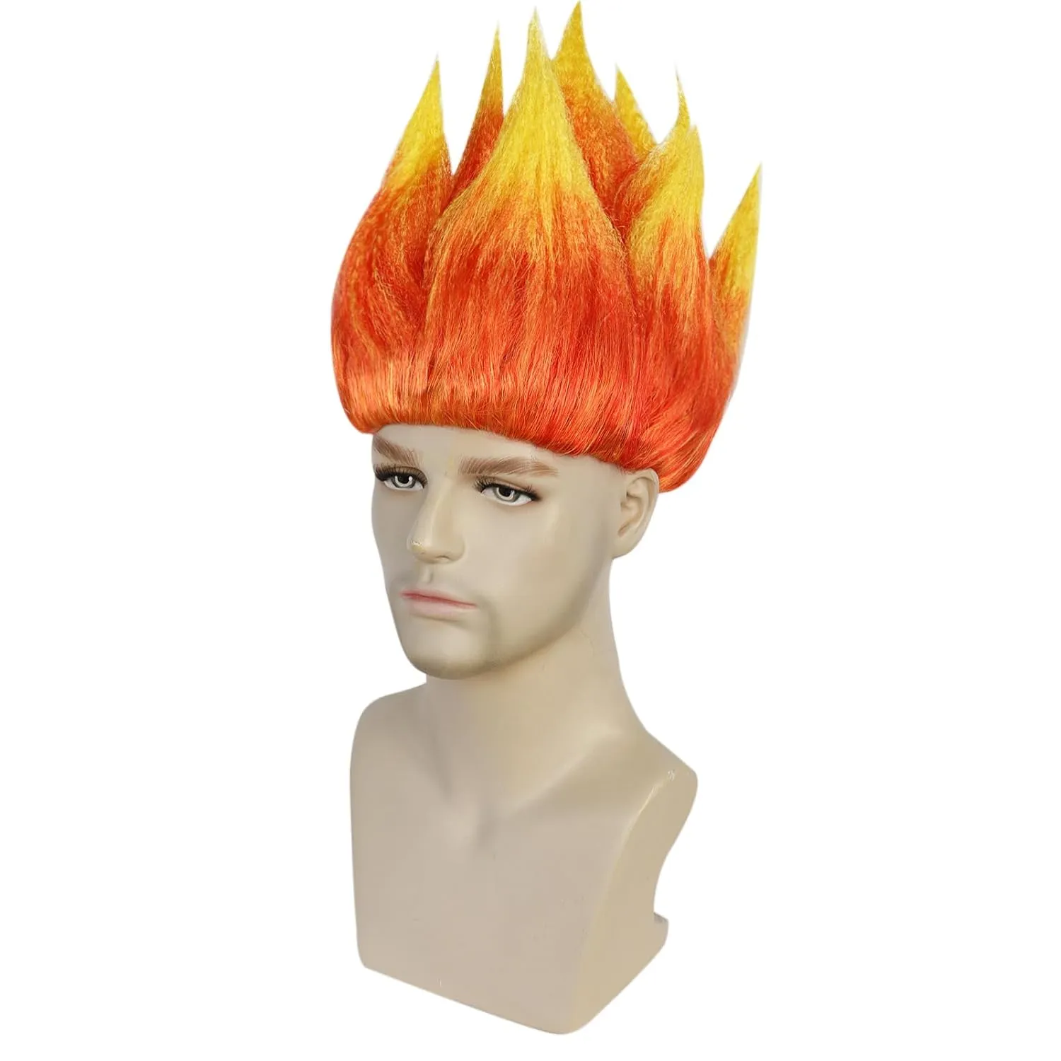 JoneTing Angry Wig Flame Fire Wigs ?? Hair Cap?? Short Red Ombre Wig for Men Women Cosplay Halloween Costume Red Hairs for Cosplay Party Flame Shape Hairs for Halloween Party