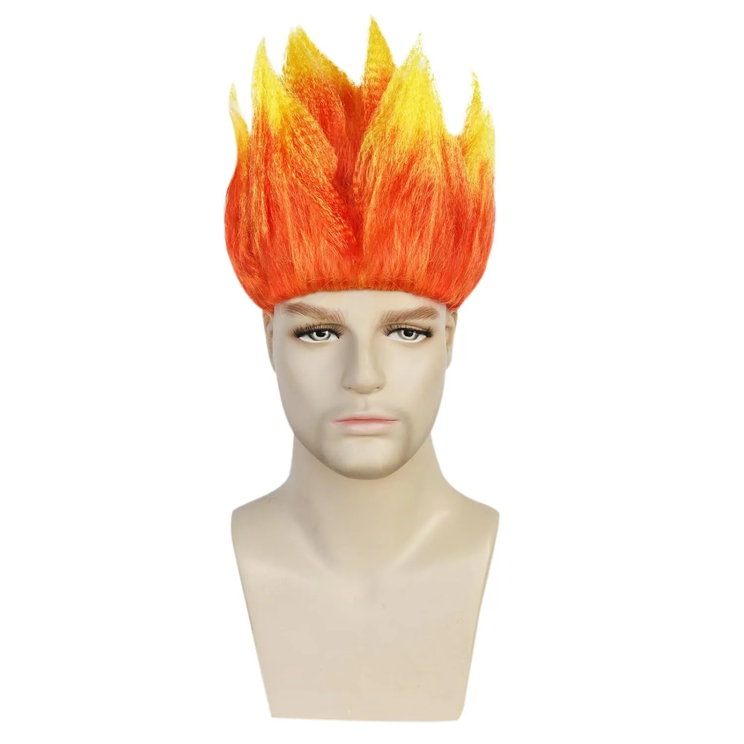 JoneTing Angry Wig Flame Fire Wigs ?? Hair Cap?? Short Red Ombre Wig for Men Women Cosplay Halloween Costume Red Hairs for Cosplay Party Flame Shape Hairs for Halloween Party