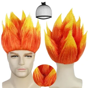 JoneTing Angry Wig Flame Fire Wigs ?? Hair Cap?? Short Red Ombre Wig for Men Women Cosplay Halloween Costume Red Hairs for Cosplay Party Flame Shape Hairs for Halloween Party