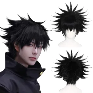 JoneTing Black Layered Wig ?? Hair Cap?? Cosplay Costume Synthetic Short Black Spiky Wigs for Halloween Black Hair for Boy Anime Cospaly Peluca Negra for Mens Wig