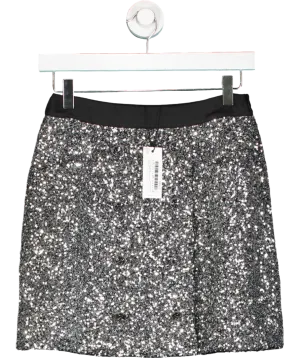 Karen Millen Metallic Sequin Tailored Wrap Over Mini Skirt UK 8