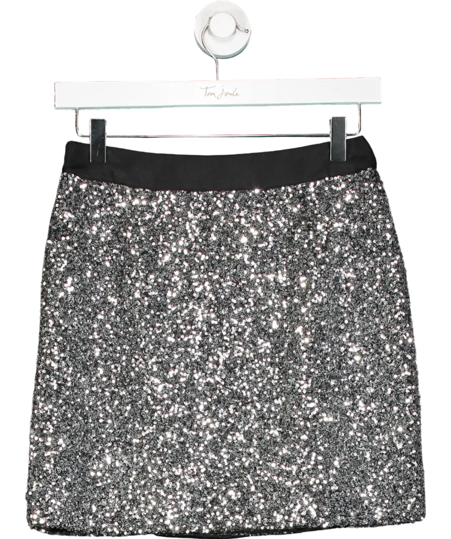 Karen Millen Metallic Sequin Tailored Wrap Over Mini Skirt UK 8